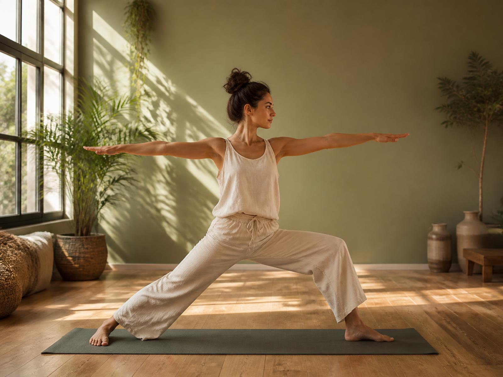Yoga-Übung in einem hellen Studio in München Hadern